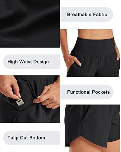 G4Free Trke za trčanje za žene High Struk Atletičke kratke hlače sa džepovima Neodnevne teretane Sportske kratke hlače 5