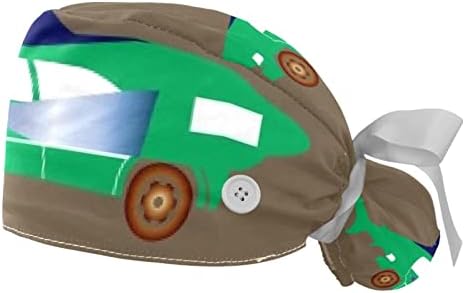 Radna kapa zelena morski pas autohtirani zaštitni poklopci za kosu za kosu koja apsorbiraju konju repni rep sa gumbima jedna veličina odgovara sve dvije paketom