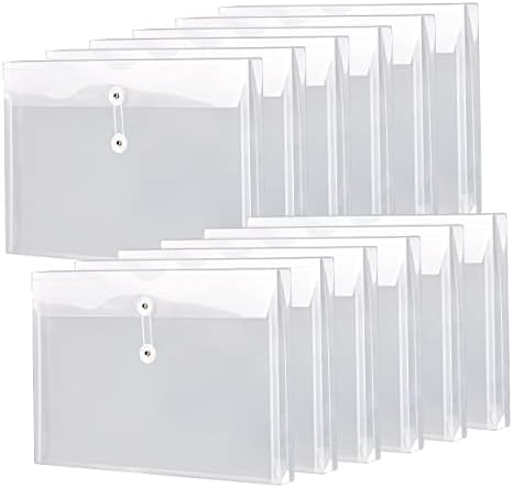 YQMM 6 pakovanje vertikalnih plastičnih koverti Poli koverte sa dugmetom & amp; zatvaranje vezica, veličina slova, proširenje 1-1/4