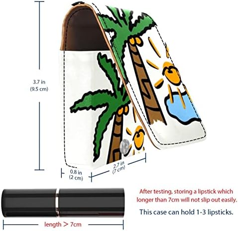 ORYUEKAN Mini torba za šminkanje sa ogledalom, torbica za kvačilo od umjetne kože, ljetna crtana Kokosova stabla more