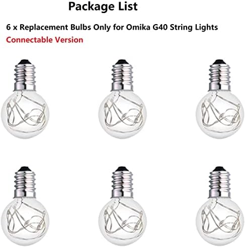 Omika 6 pakovanja G40 zamjenske sijalice za 2-žične promjene boje G40 žičana svjetla - 12v verzija za povezivanje