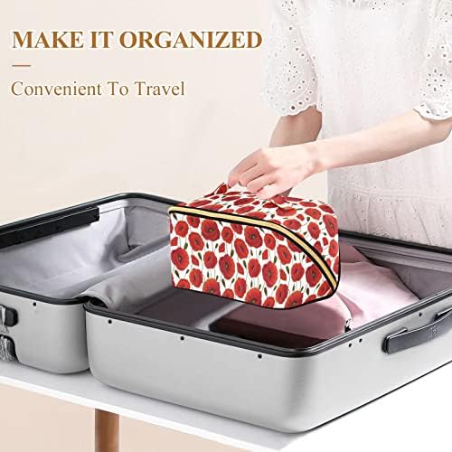 INNEWGOGO Crvena mappy cvjetna kozmetička torba za ženska torba za šminke s prijenosnim ručkama Multifunkcionalna toaletna torba Travela