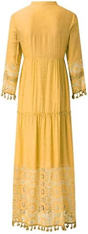Fragarn Maxi haljina za žene 2022 boemski ljetni V izrez haljine s dugim rukavima s resicama Plus Veličina čipkaste haljine stil za