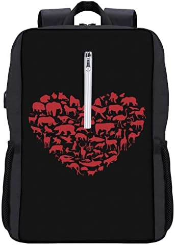 Volim životinje ruksak za laptop putni poslovni posao sa USB punjenjem priključka Tanka dnevna torba za ramena za žene za žene muškarci