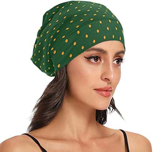 Kapa s lubanjem za spavanje Radni šešir Bonnet Beanies za žene polka točkice proljeće Božić Nova godina zimska žuta zelena spavaća