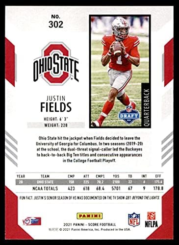 2021 Ocjena 302 Justin Polja RC Rookie Ohio State Buckees NFL fudbalska trgovačka kartica