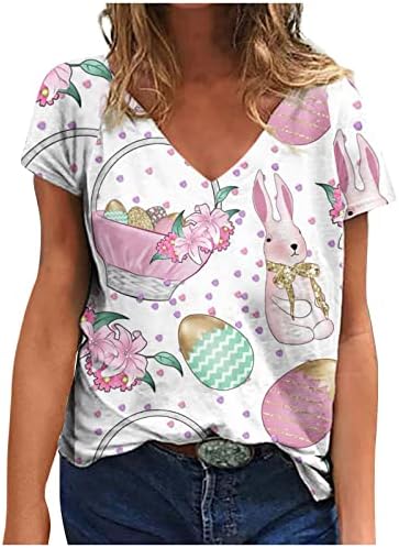 Najbolje tinejdžerske djevojke s kratkim rukavima Crewneck Deep V izrez cvjetni slatki životinjski zeko kostirsi Cosplay bluza majica
