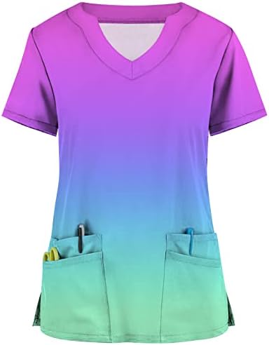 2023 kratki rukav Vneck grafički cvjetni Tie Dye uredski piling uniforma Top Tshirt za žene Top jesen ljeto djevojke LT