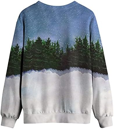 Ružni Božićni džemper za žene smiješni slatki snjegović Print dugi rukavi majice Novelty X-mas Crewneck duksevi