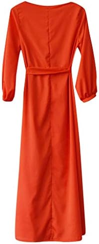 Iqka ženska ljetna Ležerna haljina za zabavu elegantni rukav sa fenjerom pune plisirane haljine duge linije sa pojasom