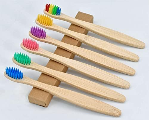 OUTIN Bamboo četkice za zube za decu, dečije ručne četke Bulk 10 pakovanja, 3+ godine organska četkica za čišćenje zuba za usne