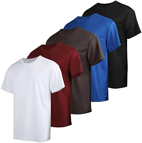 Mens Active Atletic T-majice Brza suha vježba teretanu Kratki rukav Crew majice 5 pakovanja