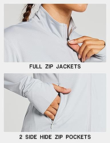 Zuty ženske majice s dugim rukavima upf 50+ zaštita od sunca puna zip jakna UV lagana pješačenja na otvorenom golf džepove