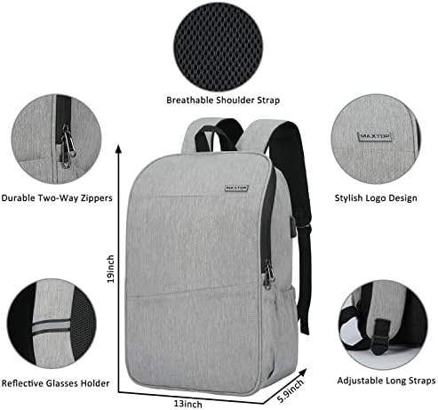 Maxtop backpack ruksak za laptop sa USB punjenjem priključka protiv krađe [vodootporan] Radni fakultet za poslovna putni računar ruksak za muškarce žene odgovaraju do 17 bilježnice