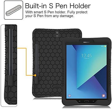 Finfie Combol Combol za Samsung Galaxy Tab S3 9.7, lagani silikonski poklopac s utikačem s olovkom sa S olovkom [ANTI SLIP] [Dječja prilagođena] za karticu S3 9.7 2017 Izdanje, crna