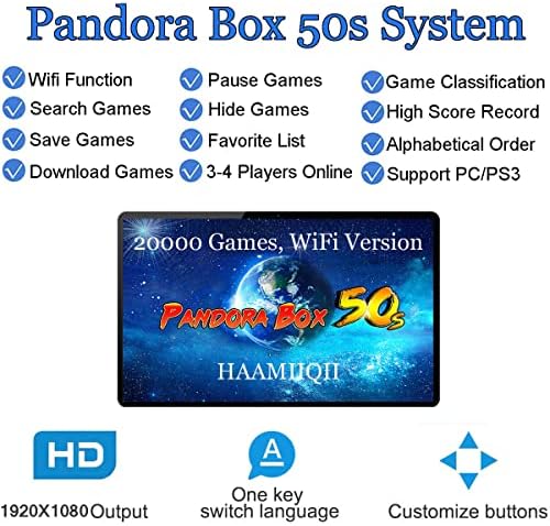 Haamiiqii konzola za Arkadne igre - instalirana 20000 igara, WiFi verzija, Pandora Box 50s Mašina za igru, 1920x1080p, 3D igre, do