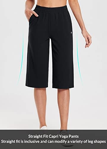 Baleaf ženske hlače od 15 / 17 Capri sa džepovima pamučna širina noga vježbanje usjeba ravno otvoreno dno