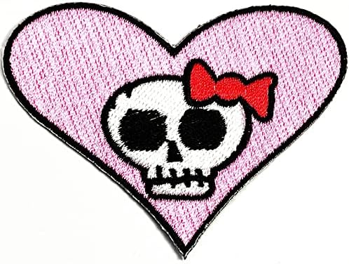 Kleenplus 3kom. Skull Heart patches naljepnica Umjetnost ružičasto srce sa lobanjom djevojka djeca crtani Patch znak simbol kostim