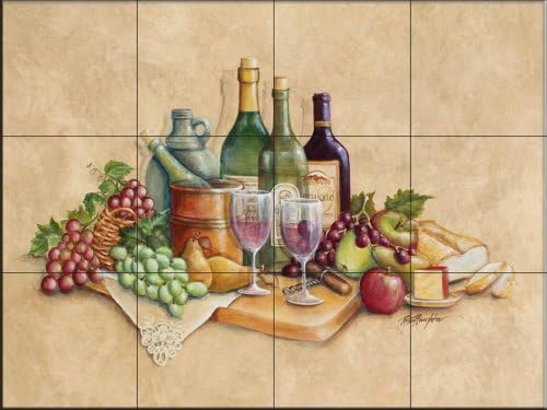 Ceramic Tile Mural-Wine Time-by Rita Broughton