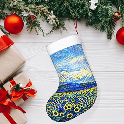 Austenstern Božićne čarape van Gogh Sunflower starry Art Dvostrano kamin Viseći čarape