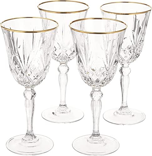 Elegantan i moderan Crystal Glassware za Hosting zabave i događaje - dvostruko Old Fashion pića stakla, Gold Band, Set 4, 9 oz.
