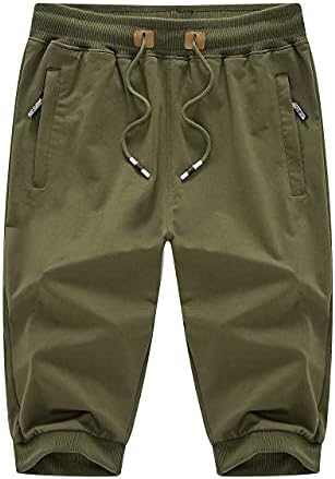 Lepoar Muške 3/4 Joggers Capri hlače kratke hlače Udobna trening za vježbanje Trčanje koljena traka za podizanje struka zatvarača