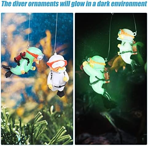 Ipetboom Greenery Decor 4pcs Rezervoar za ribu Slatki mali ronilac Akvarij ukrasi crtani diver figurine Svjetlosni plutajući riblji