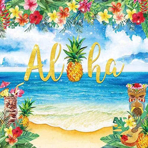 72x72inch Aloha pozadina Luau dekoracije za havajske zabave tropska plaža Leis Photo Booth ljetni rođendan Banner Supplies Tiki tematska pozadina fotografije za odrasle par djece
