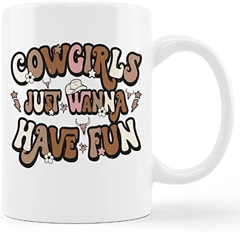 Kunlisa Cowgirls Samo želite zabaviti keramičku šalicu za čaj od keramike mleka, retro zapadna zemlja djevojka rodeo šalica, teen