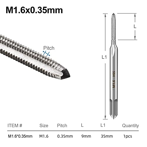 Metrički vijak Dodirnite M1-3.5 Navoj stroja Tap bušilica 6542 Ravna flauta utikač Tap Metal Tap Hand Tools 1pcs