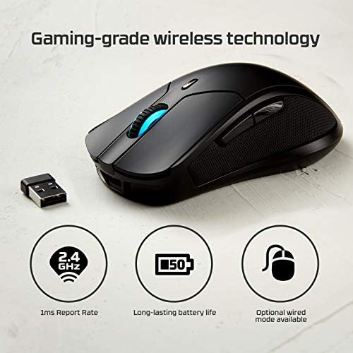 HyperX Pulsefire Dart-bežični RGB miš za igre, softverski kontrolisano prilagođavanje, 6 programabilnih dugmadi, Qi-baterija za punjenje