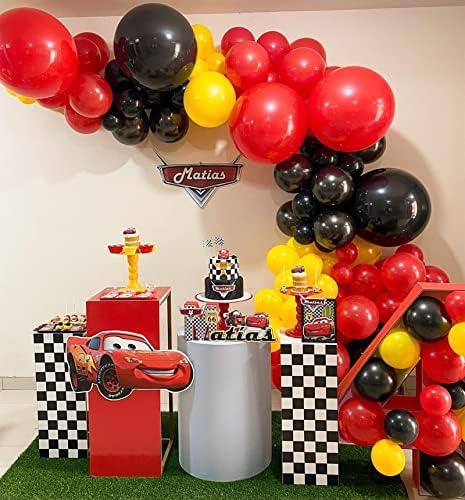 150kom Baloni za trkaće automobile Arch Garland Kit trkački automobil rođendanski baloni sa kariranom folijom za rođendanske dekoracije (bez pozadine)