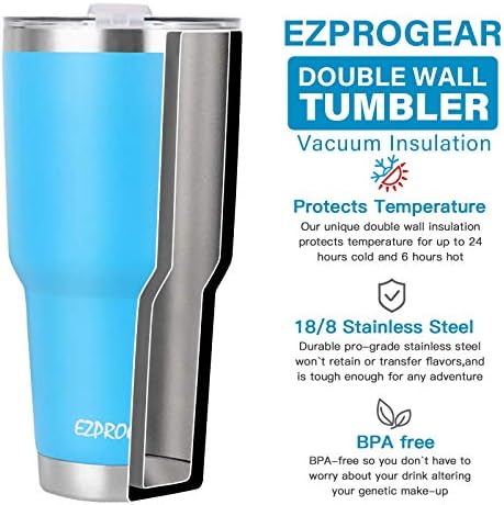 Ezprogear 40 Oz čaša od nerđajućeg čelika sa ručkom čaša za vodu sa slamkom