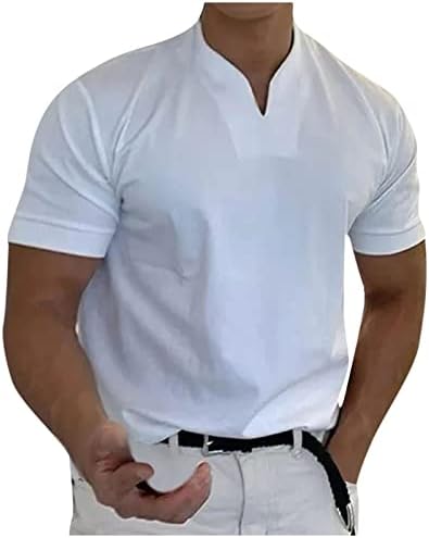 Muška majica Muška ležerna puna boja V-izrez Gentleman's Poslovna majica kratkih rukava majice