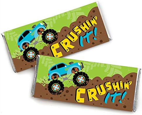 Velika tačka sreće Smash and Crash - Monster Truck - Candy Bar Wrapper Boy Rođenrs - set od 24