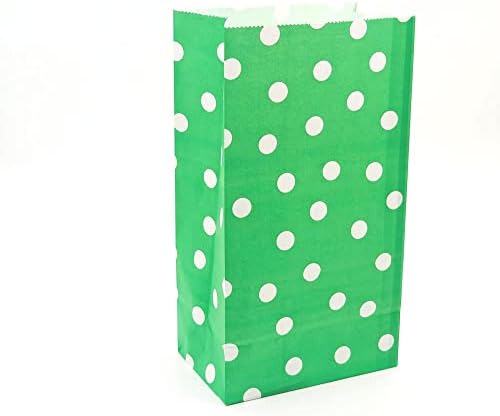 Jeye 25 komada poklon kese od zelenog papira, Kraft torbe srednje veličine, reciklirane papirne kese na točkice za kupovinu, pakovanje,