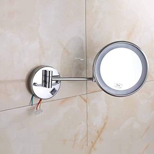 Zshyp toaletno ogledalo sa svetlima 10x uvećanjem, ogledalo za šminkanje 360 Rotirajuće Kozmetičko ogledalo na proširivu rundu za