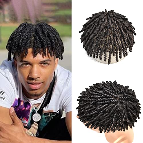 Afro heklane pletenice tupe za crne muškarce afroamerički Dreadlock human Hair Piece Full Poly Skin Pu injektirani Tupee Locs pleteni