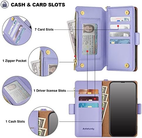 Antsturdy za Samsung Galaxy A54 5G futrola za novčanik 【RFID blokada】【Zipper Poket】【7 Slot za kartice】 PU Koža Flip Folio zaštitni