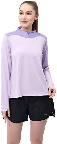 Sanifer Women's UPF 50+ Košulje s dugim rukavima 1/4 Zip Pulover Zaštita od sunca Prozračne majice za planinarenje