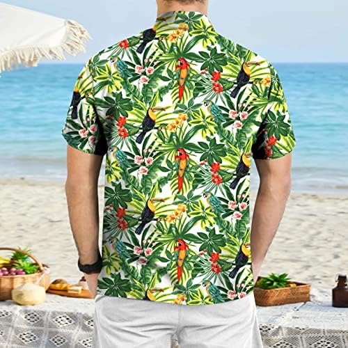 Beuu Aloha majice za muške, muške havajske košulje Tropsko drvo ispis kratkih rukava prema dolje donjim majicama na plaži