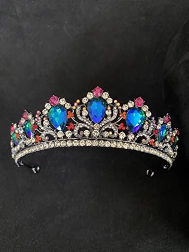 Kraljica Crna kruna i tijara princeza kruna za žene i djevojčice u boji Rhinestones trake za glavu za svadbene vjenčane tijare za mladu, rhinestone Queen krunu, vjenčanje i zabavu