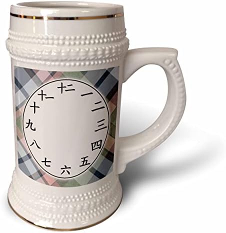 3Droza kineski brojevi Sat lice - Kanji cifre pisanje - plava. - 22oz Stein šolja