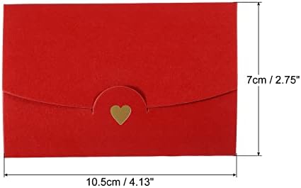 PATIKIL Mini koverte, 20 pakovanja malih držača poklon kartica Retro Gold Heart Business pozivnice koverte za rođendan venčanja, Crvene