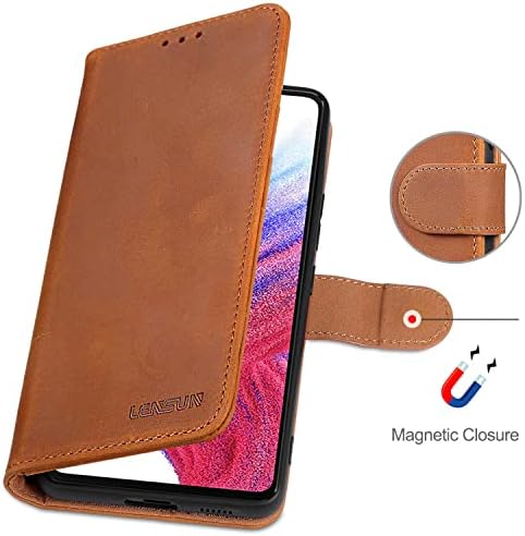 Lensun torbica za novčanik za Samsung Galaxy A53, preklopna futrola za mobilni telefon od prave kože [držač kartica] [RFID blokada]