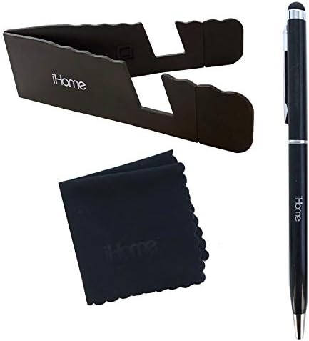 Ihome tablet i pametni telefon 3-in-1 mikrofiber od krpe, olovka i postolje za postolje - crna