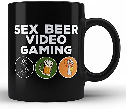 Dom robe seks pivo Video igre crna kafa šolja od HOM / Poklon Funny sarkastičan hobi entuzijasta