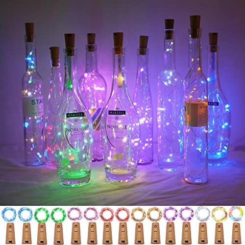 Cynzia 20 LED svjetla za flaše vina sa plutom, 15 paketa na baterije u obliku plute Fairy Light vodootporna Mini bakrena Srebrna žičana