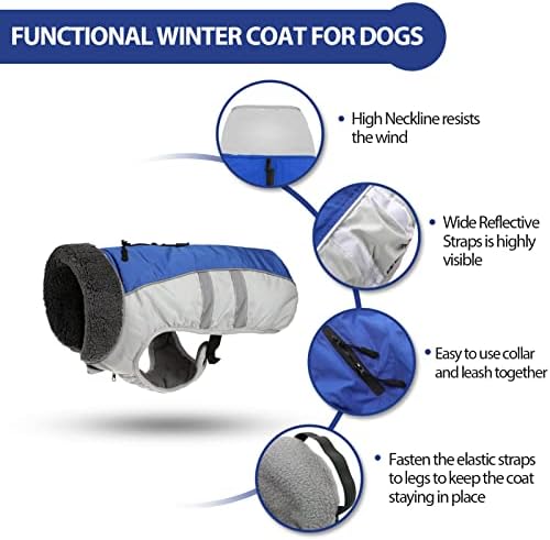 Queenmore zimski pas, debeli flis pamučni prekrivajući vodootporan reflektivni hladni vremenski promet topla jakna za male, srednje,