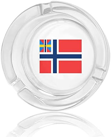 Norveška zastava Glass Ashtrays okrugli pepeo ladica slatka lijepa futrola za pepela za uređenje palube u uredu